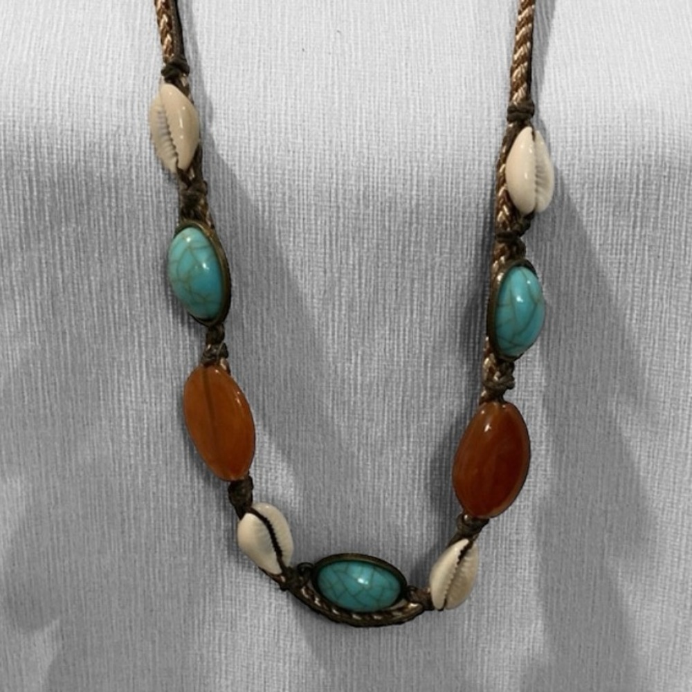 Bohemian Sea shells and Turquois beads Necklace